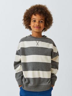 John Lewis Kids' Striped Sweatshirt, Grey, Grey