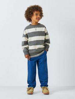 John Lewis Kids' Striped Sweatshirt, Grey - view 2, Grey