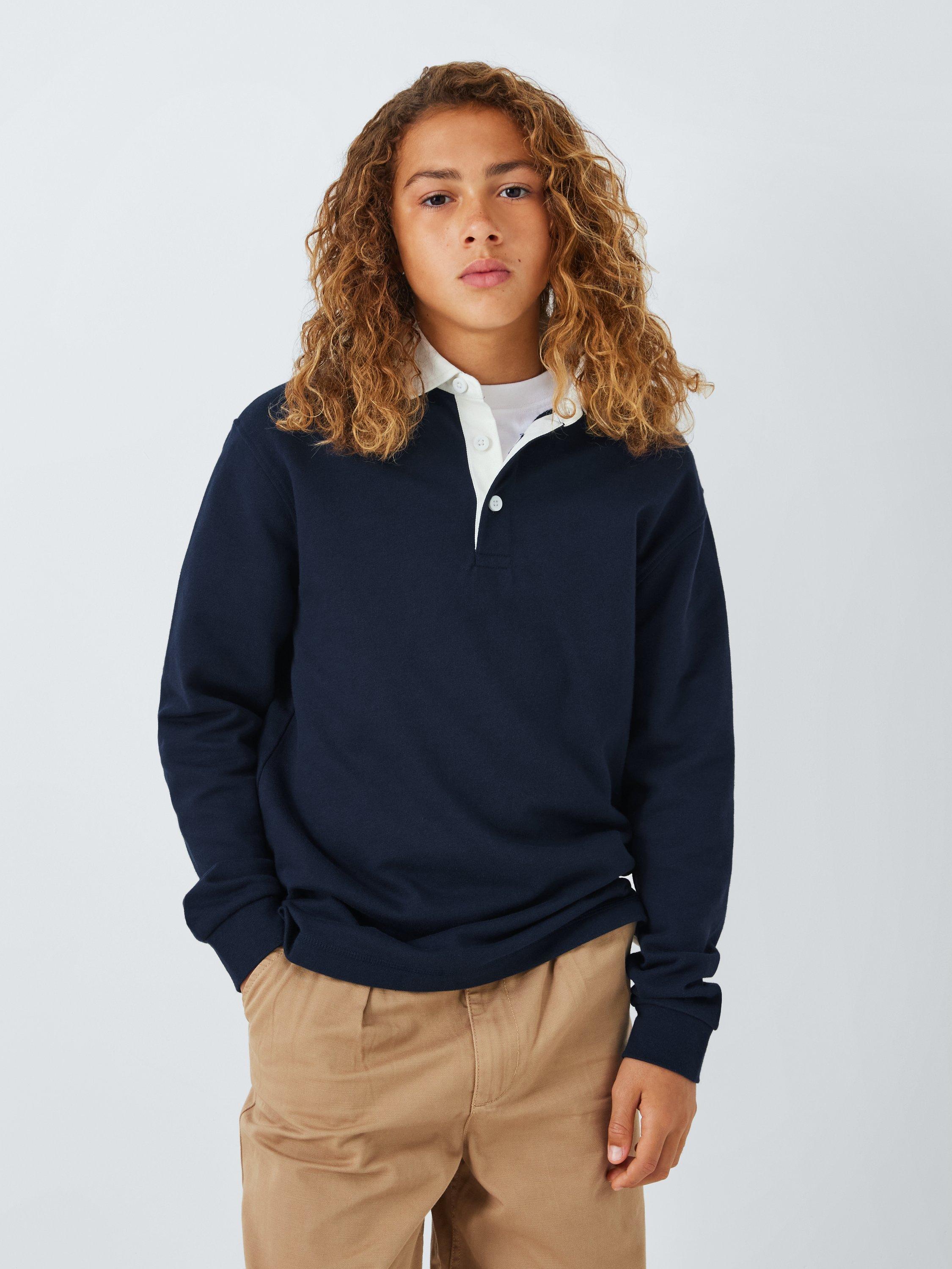 Product image 1 of 7, which shows John Lewis Kids' Rugby Top, Navy, 10 years