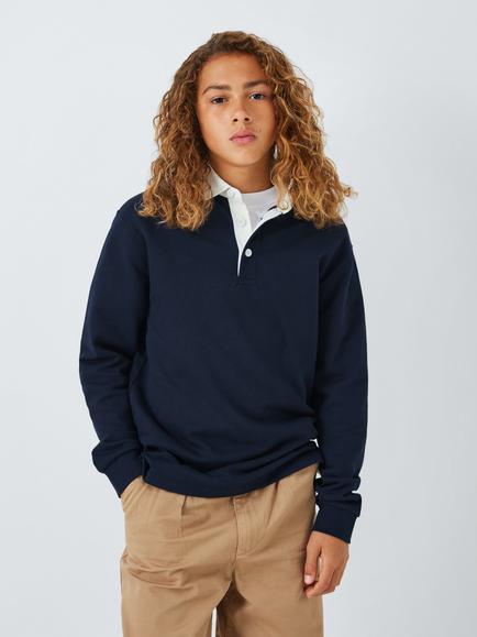John Lewis Kids' Rugby Top, Navy, Grey