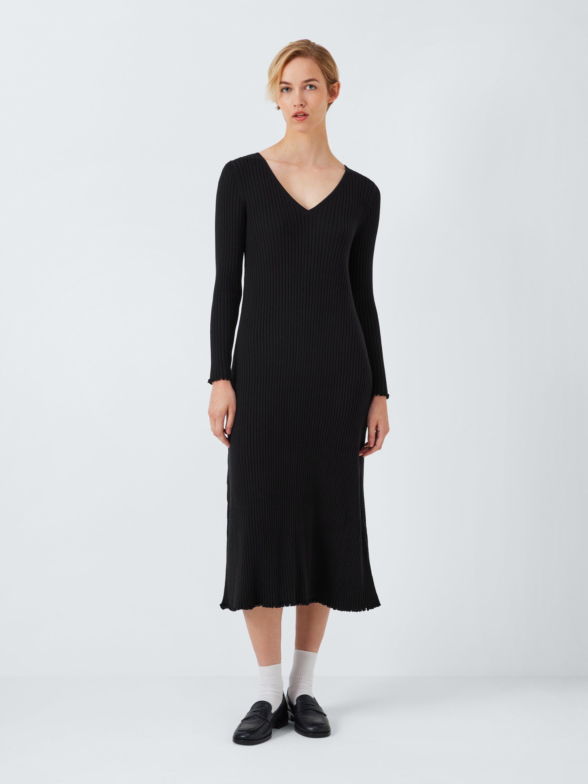 John Lewis ANYDAY Ribbed Knit Maxi Dress Natural Black