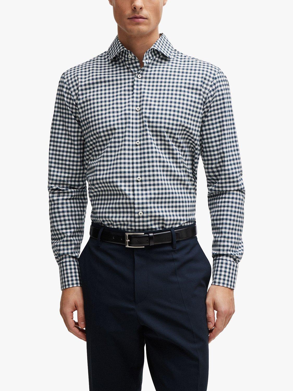 BOSS H-Joe Spread Check Shirt, Dark Blue
