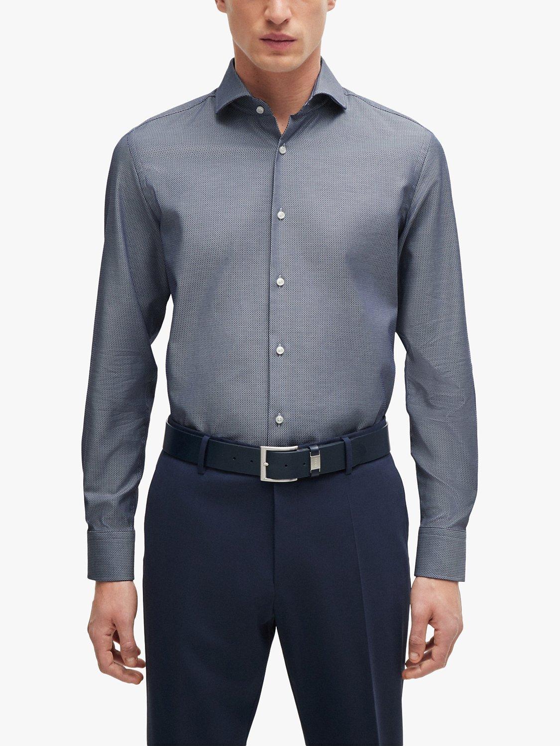 BOSS H-Hank Spread Slim Fit Shirt, Navy