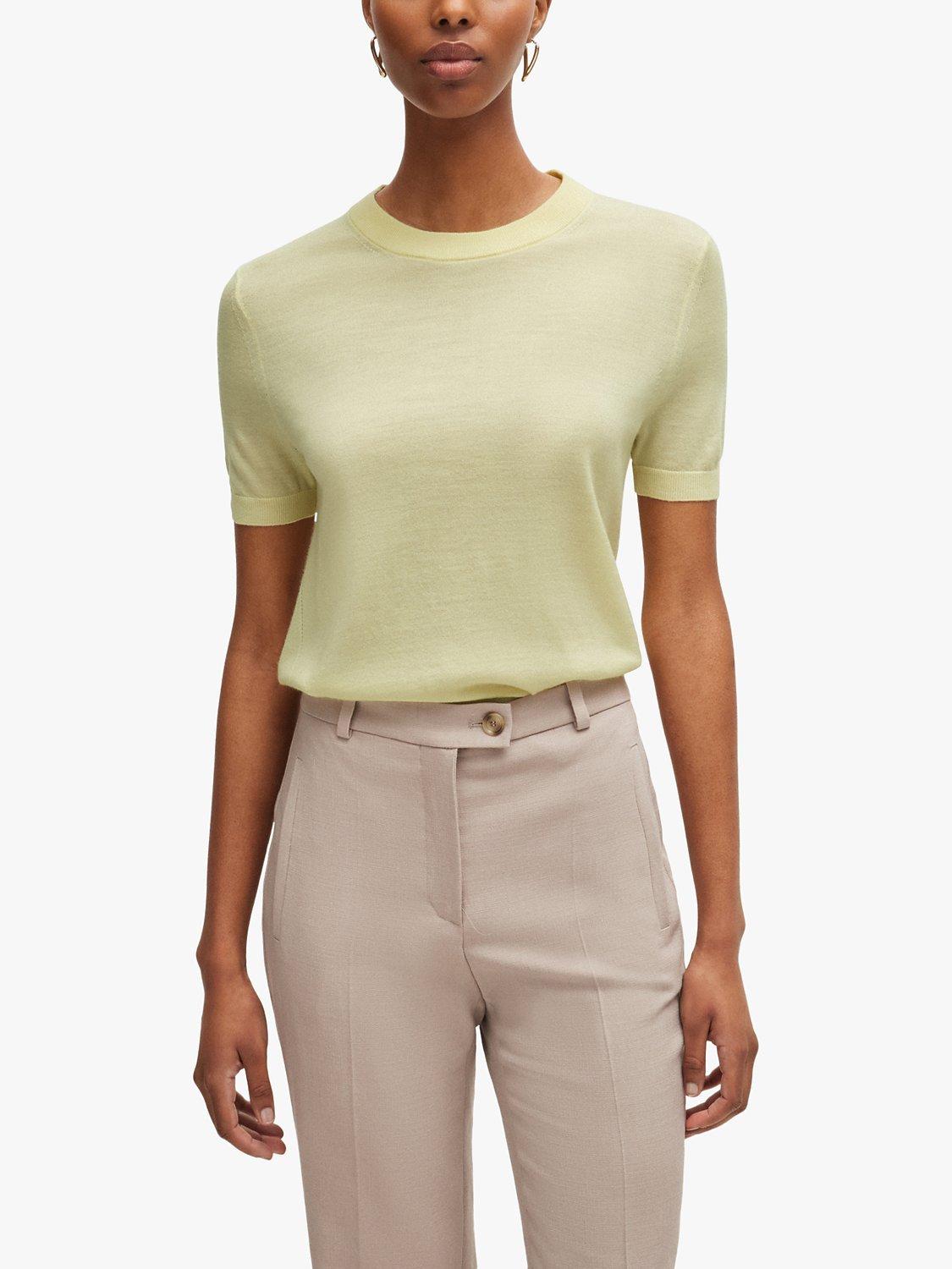 BOSS Merino Wool Short Sleeve Top, Open Yellow