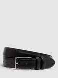 Reiss Dante Leather Belt, Smooth Black