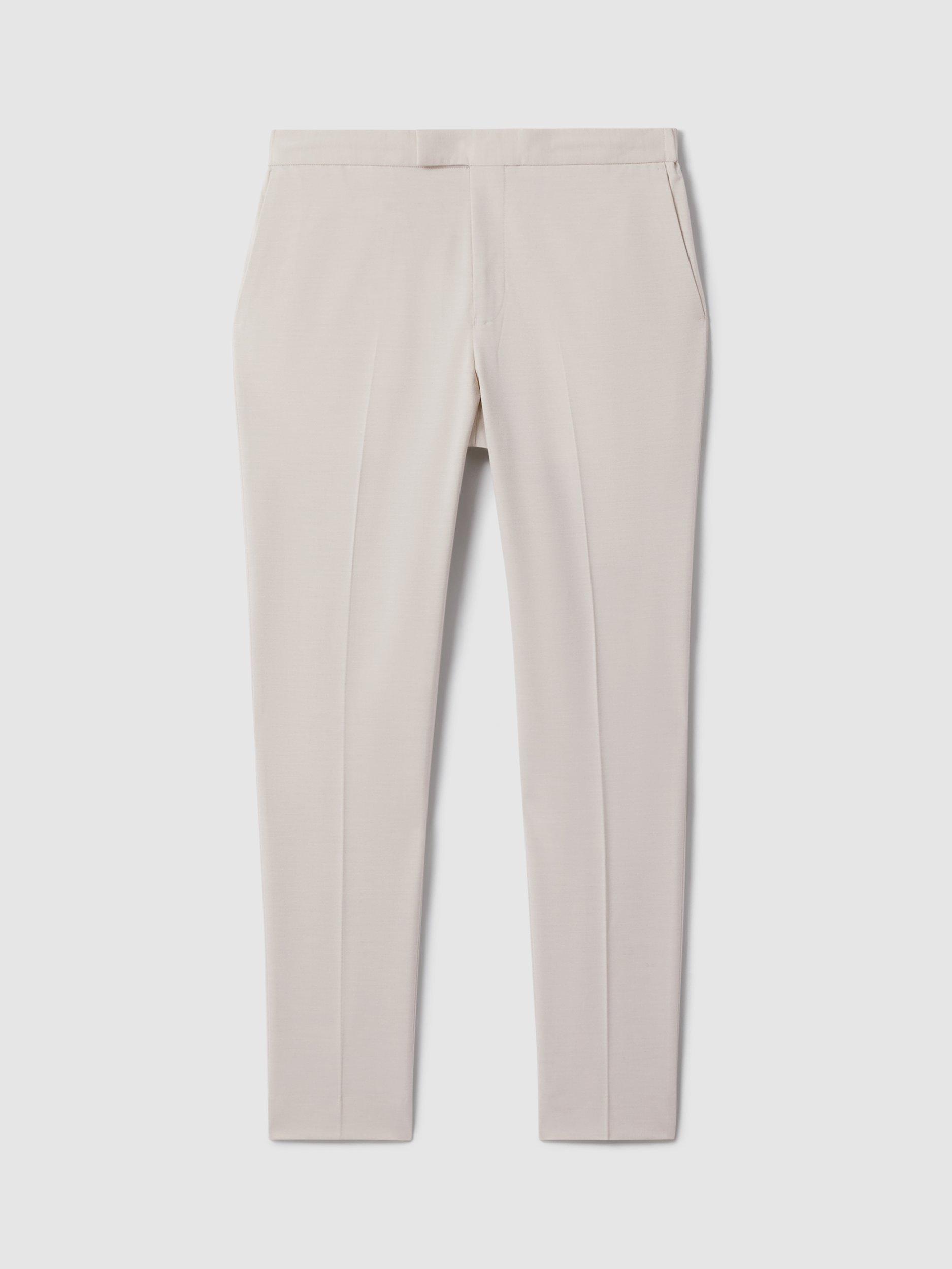 Product image 3 of 5, which shows Reiss Found Draw Cord Waist Slim Fit Trousers, Stone, 30R