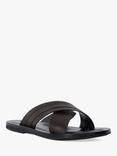 Dune Frankos Cross Strap Leather Sandals, Brown