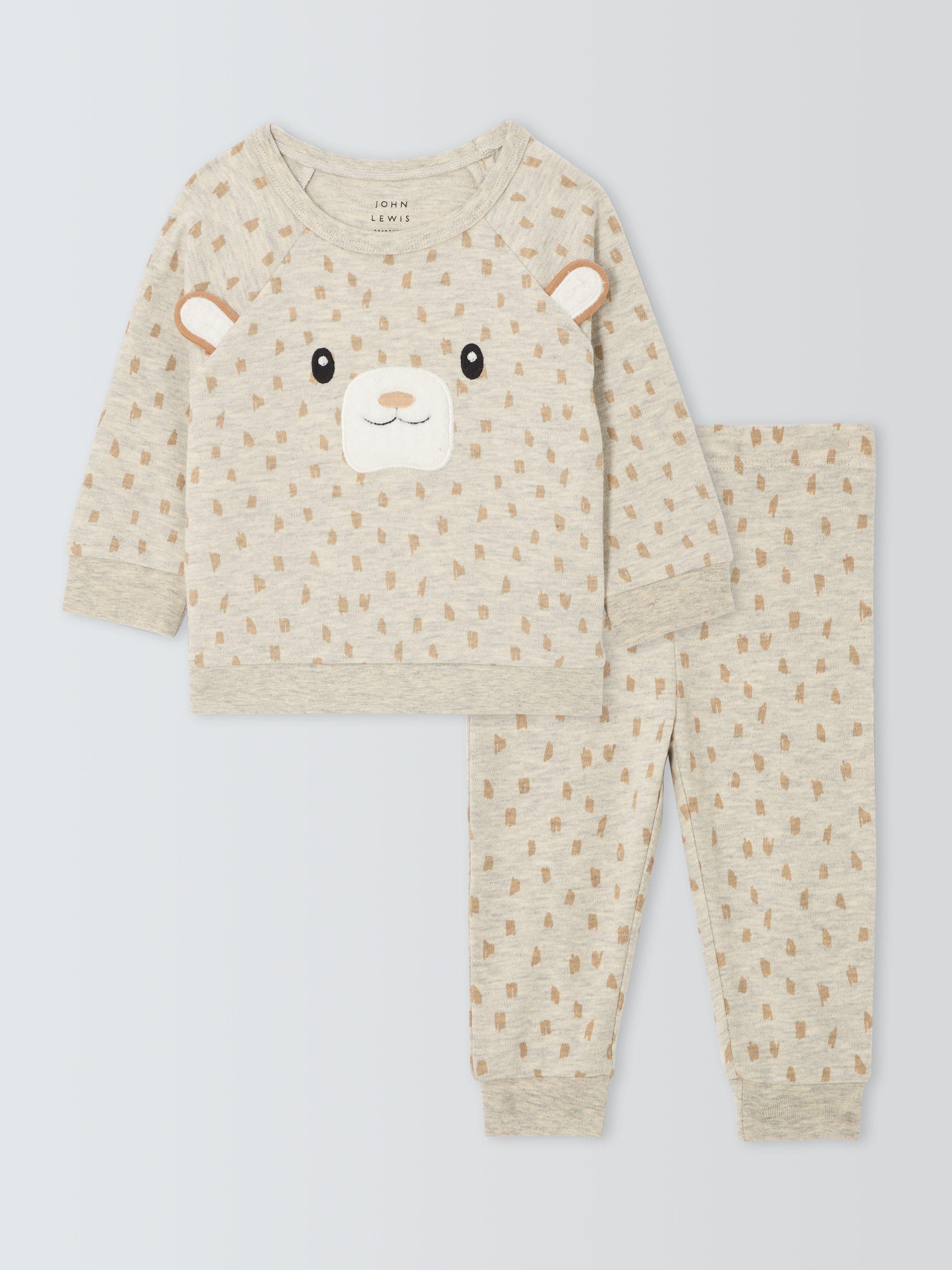 John Lewis Baby Bear Face Pjyama Top Oatmeal