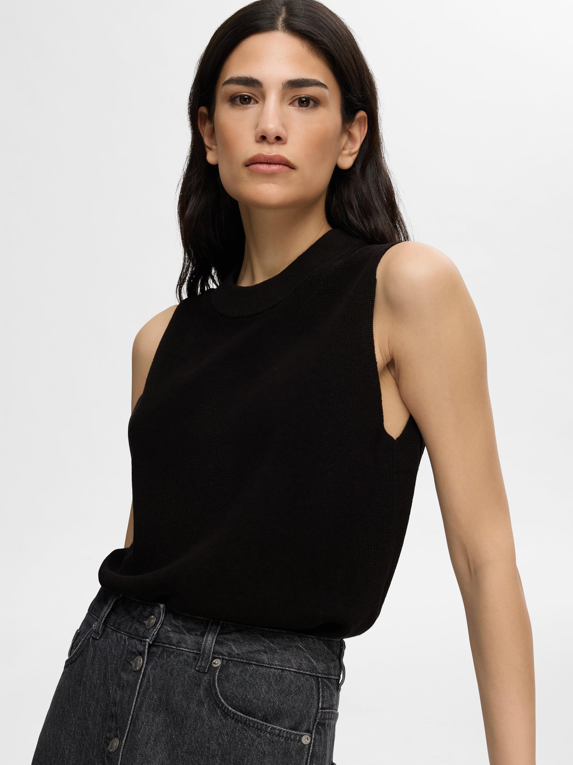 SELECTED FEMME Pauline Sleeveless Knit Tank Top, Black