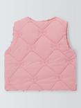 John Lewis Baby Flower Quilted Reversible Fleece Gilet, Pink