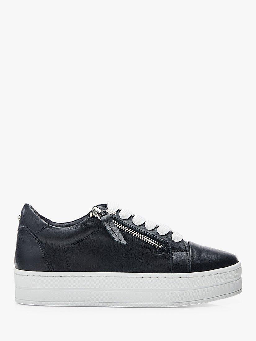 Moda in Pelle Abbiy Zip Detail Leather Trainers, Black, 7