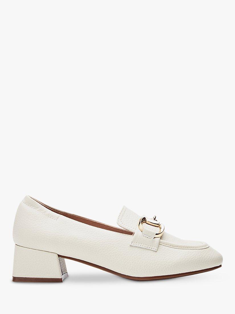 Moda in Pelle Fenet Block Heel Leather Loafers, Off White