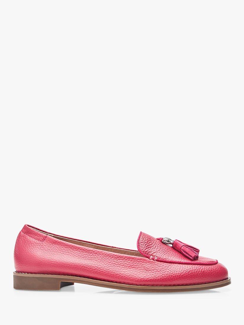 Moda in Pelle Emma Rose Leather Tassel Loafers, Raspberry