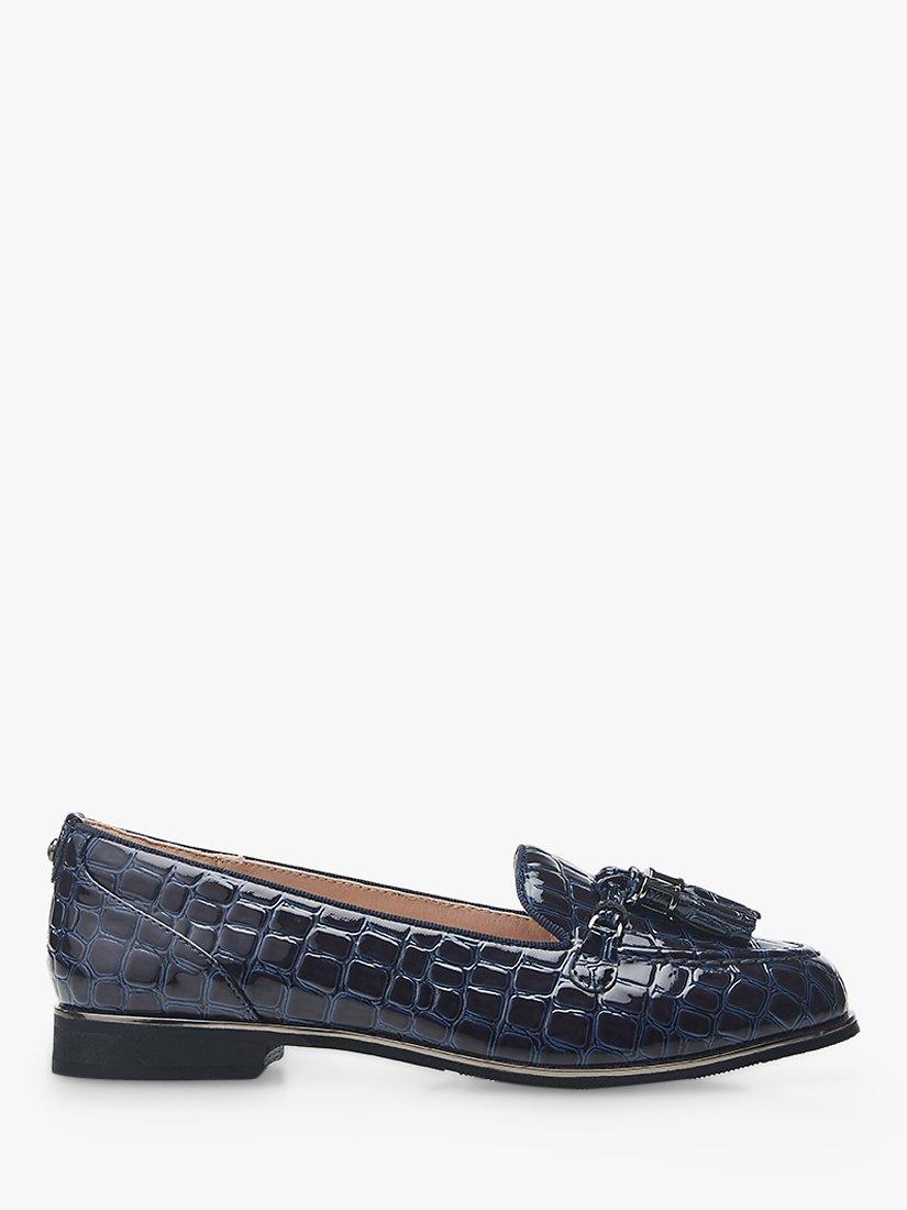 Moda in Pelle Evvaa Tassel Leather Loafers, Navy Patent