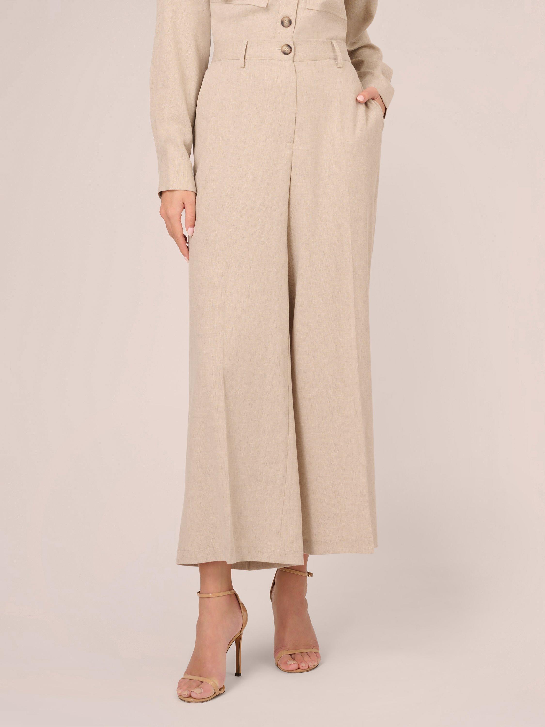 Product image 1 of 7, which shows Adrianna Papell Wide Leg Utility Trousers, Flax, 6