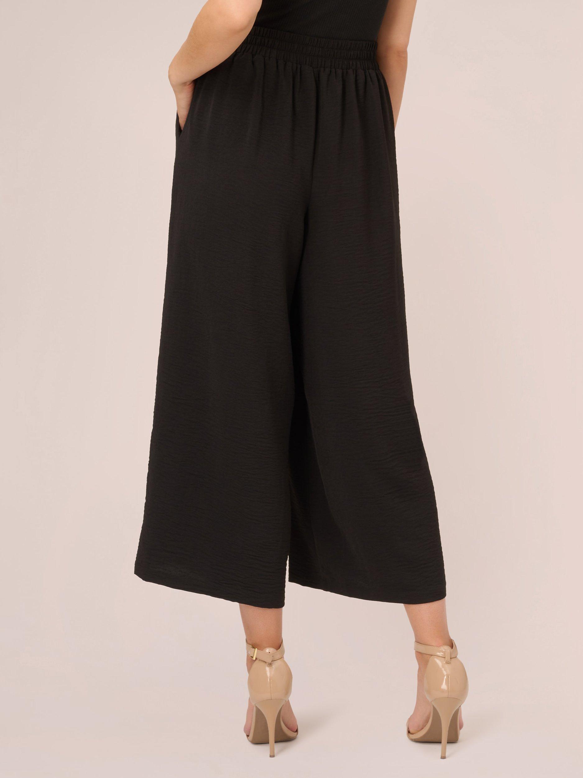 Product image 2 of 6, which shows Adrianna Papell Textured Wide Leg Pull On Trousers, Black, M