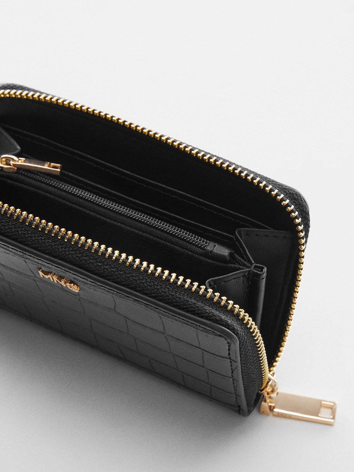 Product image 3 of 3, which shows Mango Leonor Croc Purse, Black