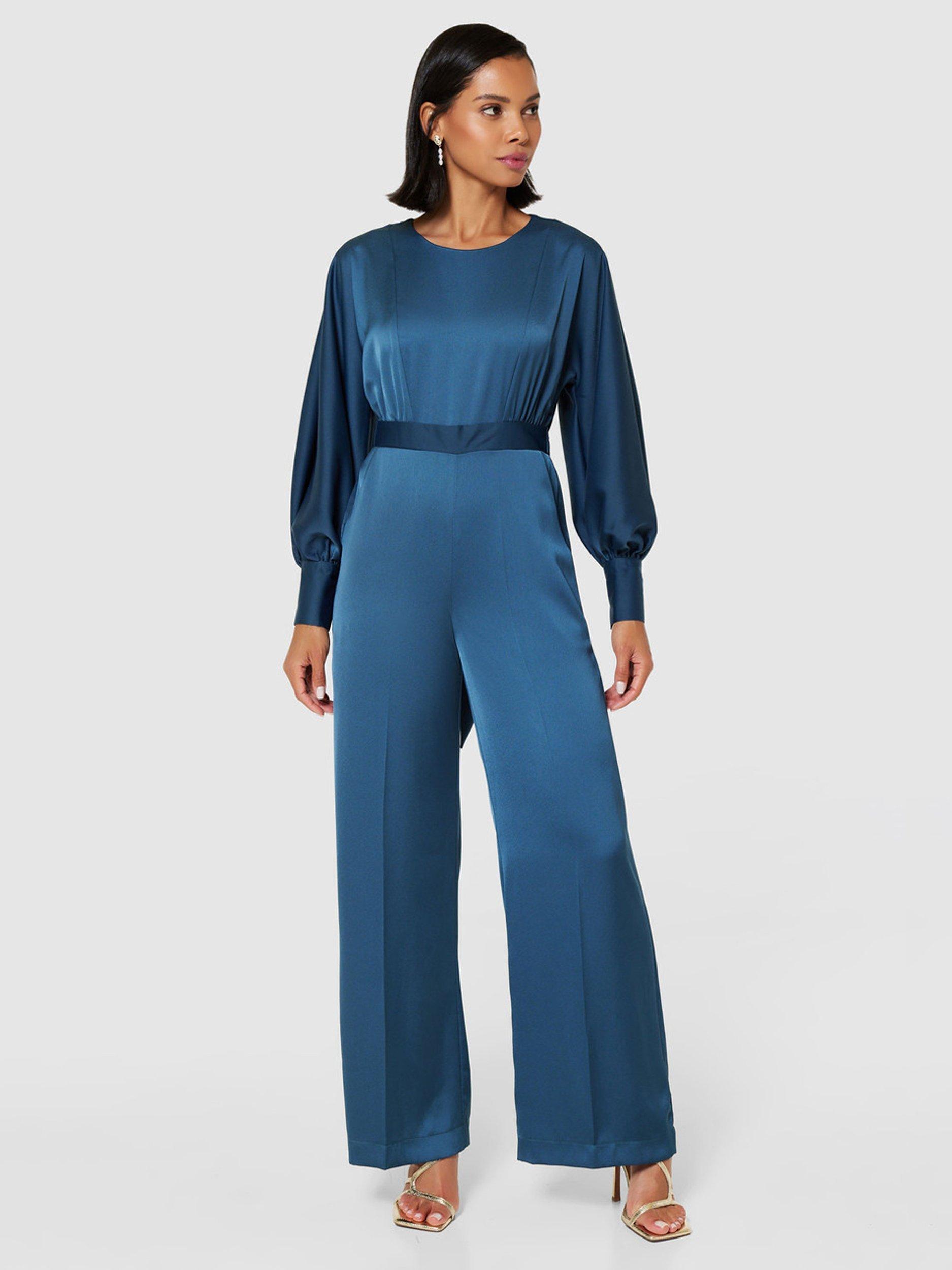 Product image 1 of 5, which shows Closet London Wide Leg Jumpsuit, Navy, 28