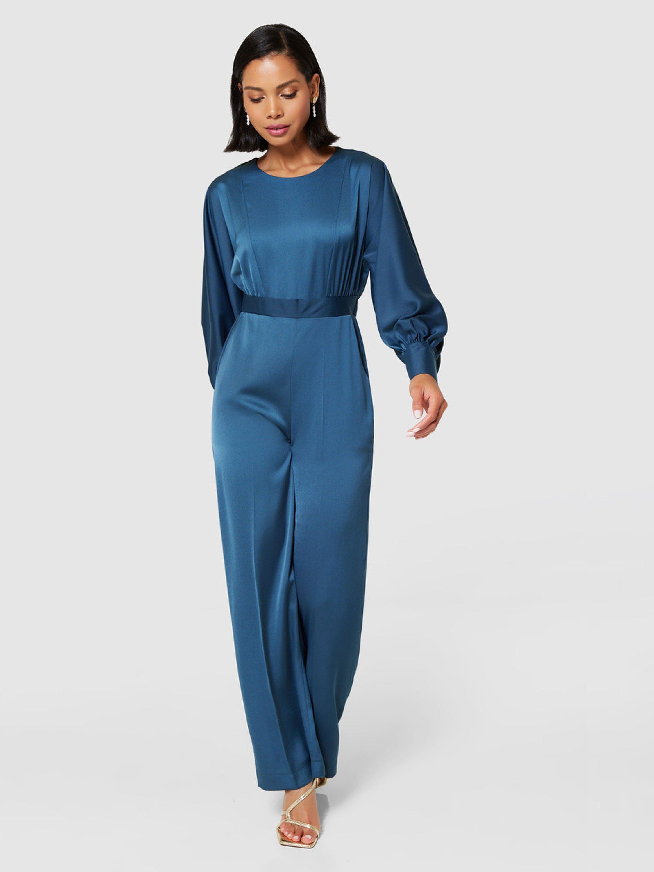 Product image 2 of 5, which shows Closet London Wide Leg Jumpsuit, Navy, 28