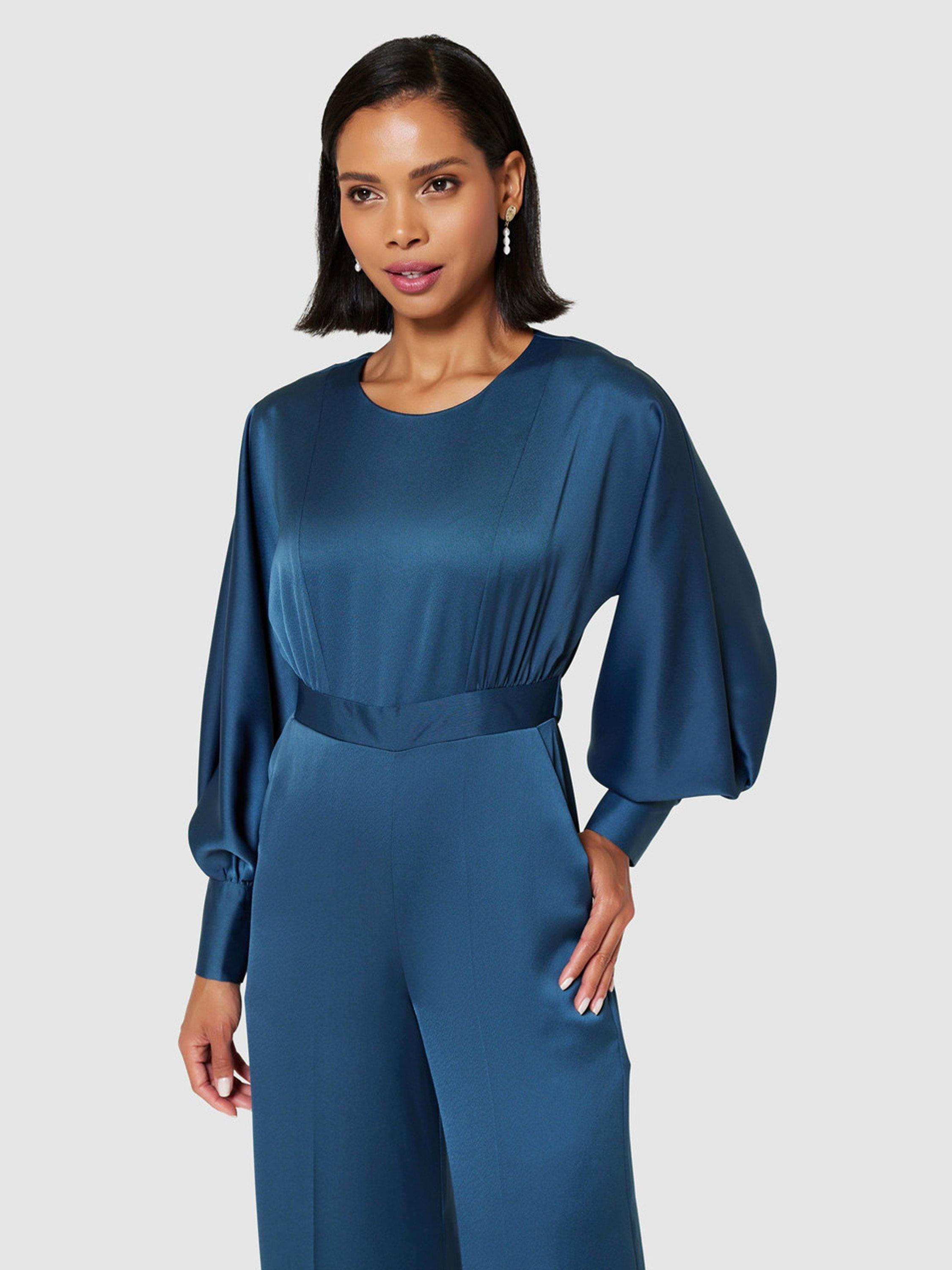 Product image 4 of 5, which shows Closet London Wide Leg Jumpsuit, Navy, 28