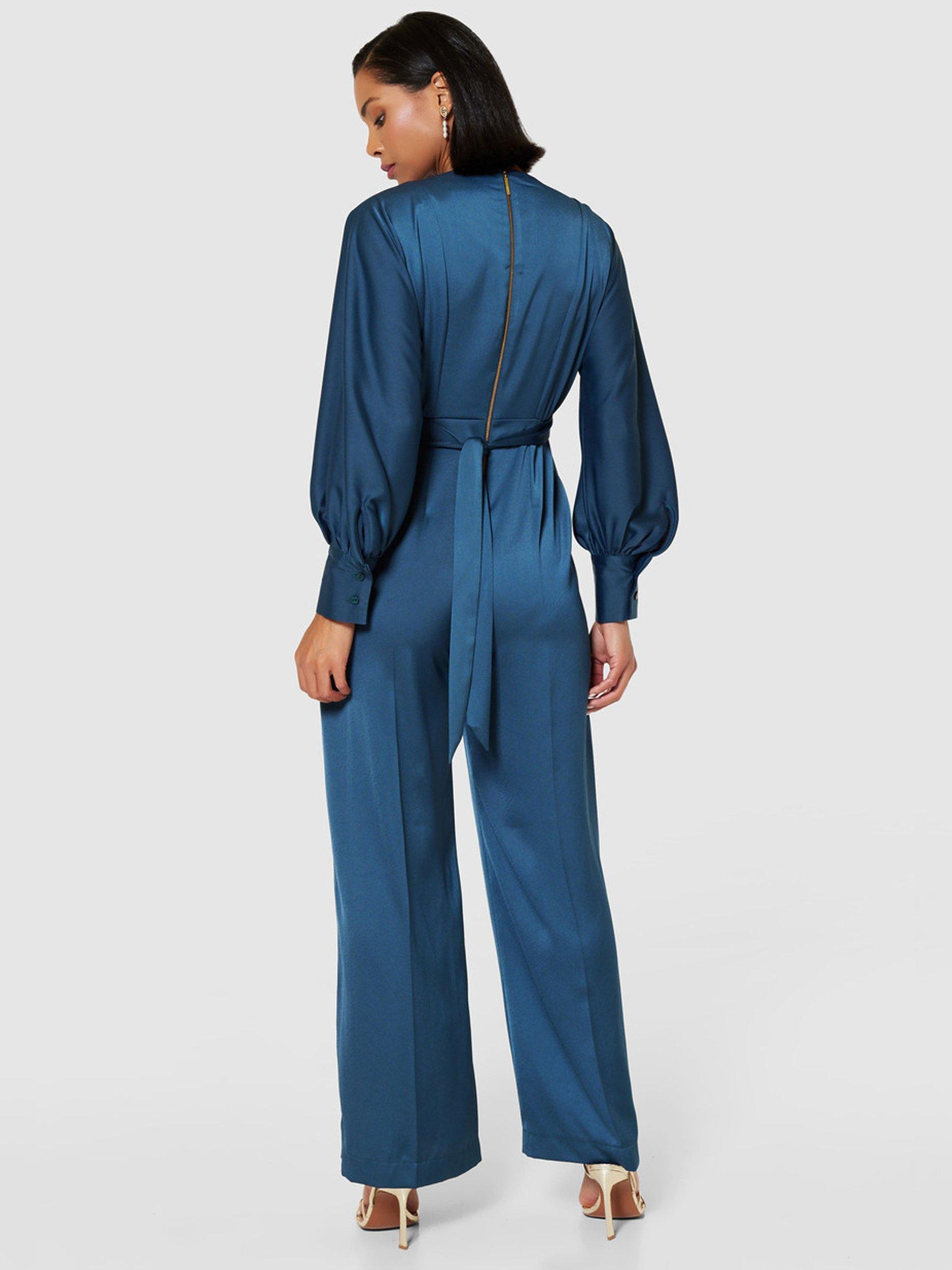 Product image 5 of 5, which shows Closet London Wide Leg Jumpsuit, Navy, 28