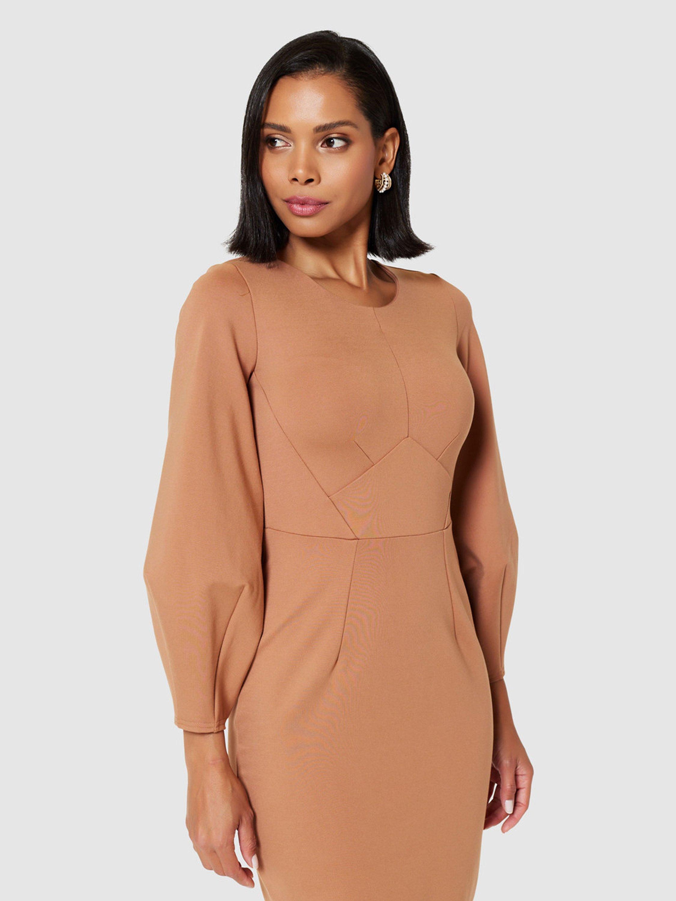 Product image 2 of 5, which shows Closet London Bodycon Midi Dress, Camel, 8