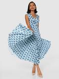 Closet London V-Neck Pleated Midi Dress, Baby Blue