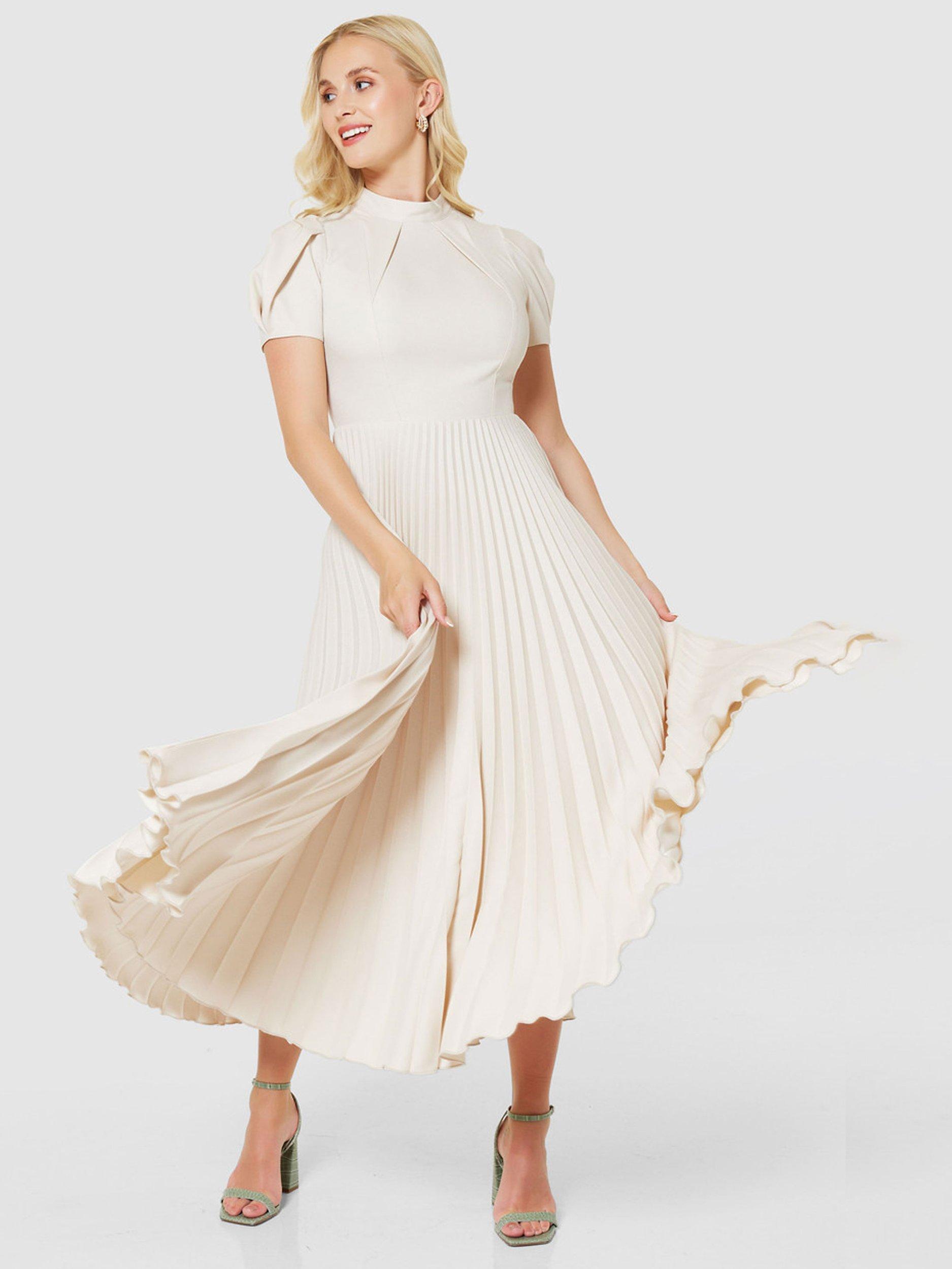 Closet London Pleated Midi Dress, Cream