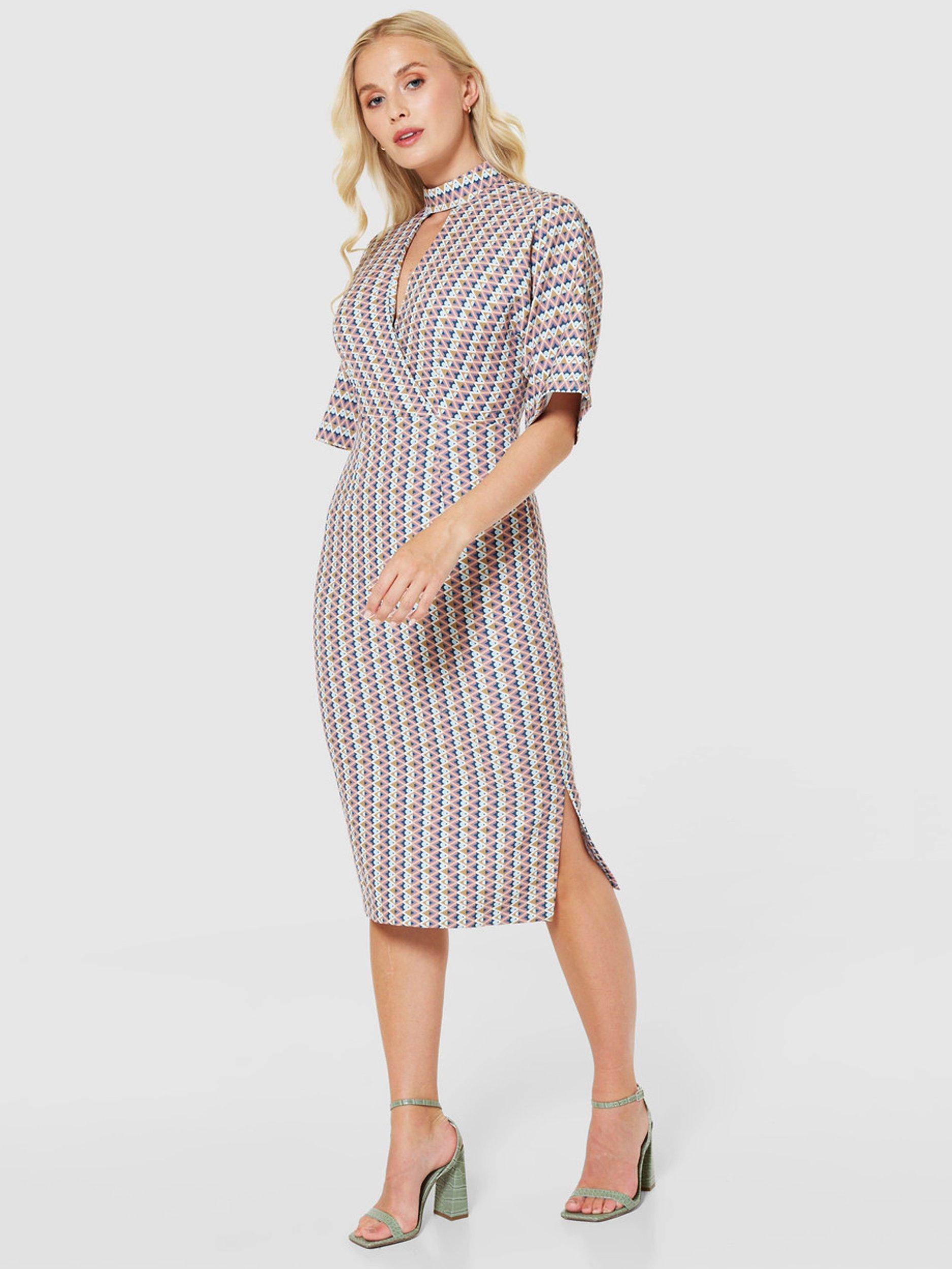 Closet London Kimono Pencil Knee Length Dress, Rose