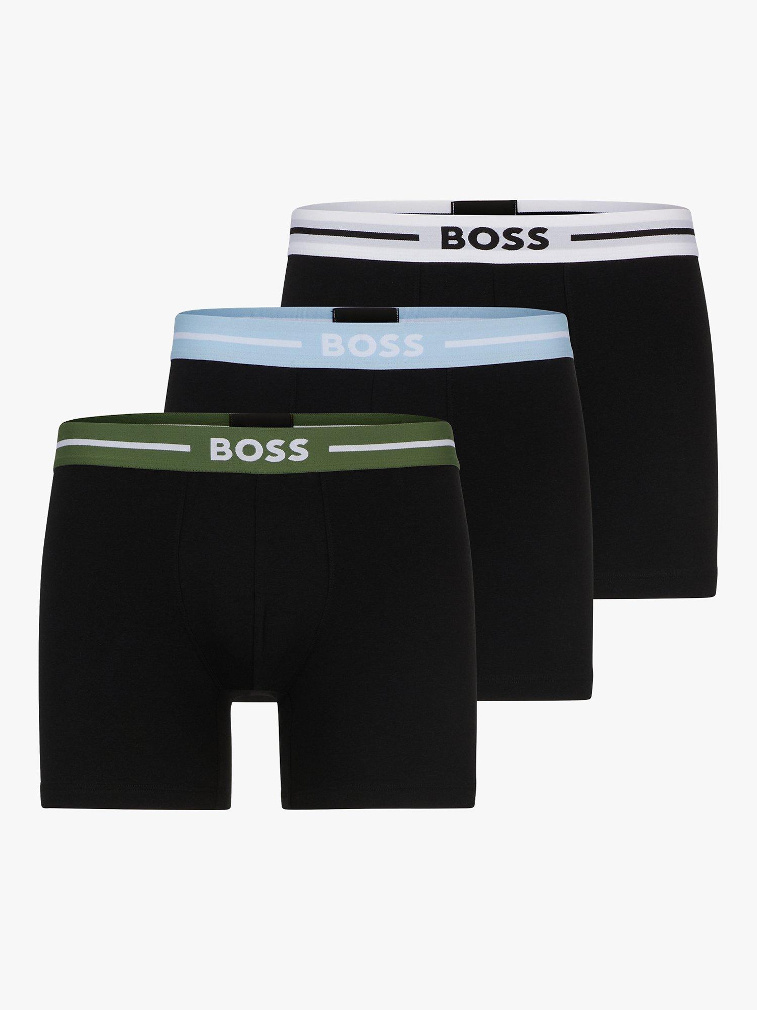 BOSS Logo Waist Cotton Stretch Trunks, Pack of 3, Black/Multi