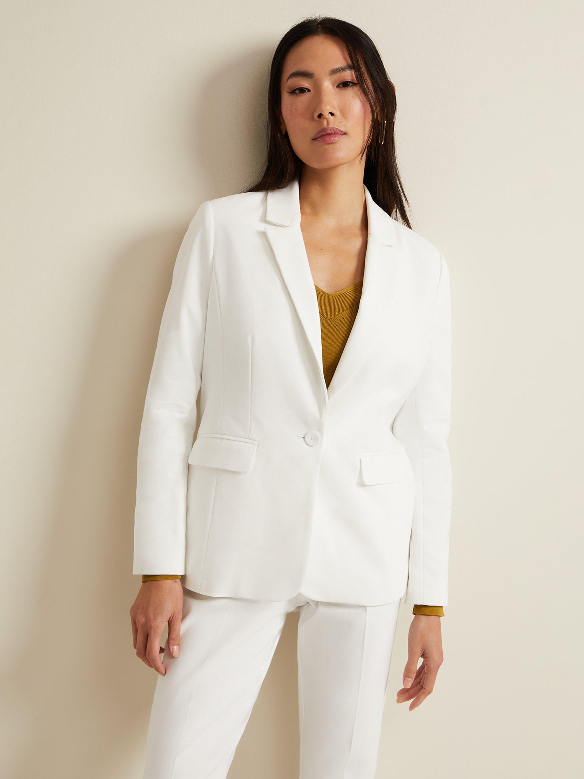 Phase Eight Ulrica Fitted Suit Jacket, White, 6