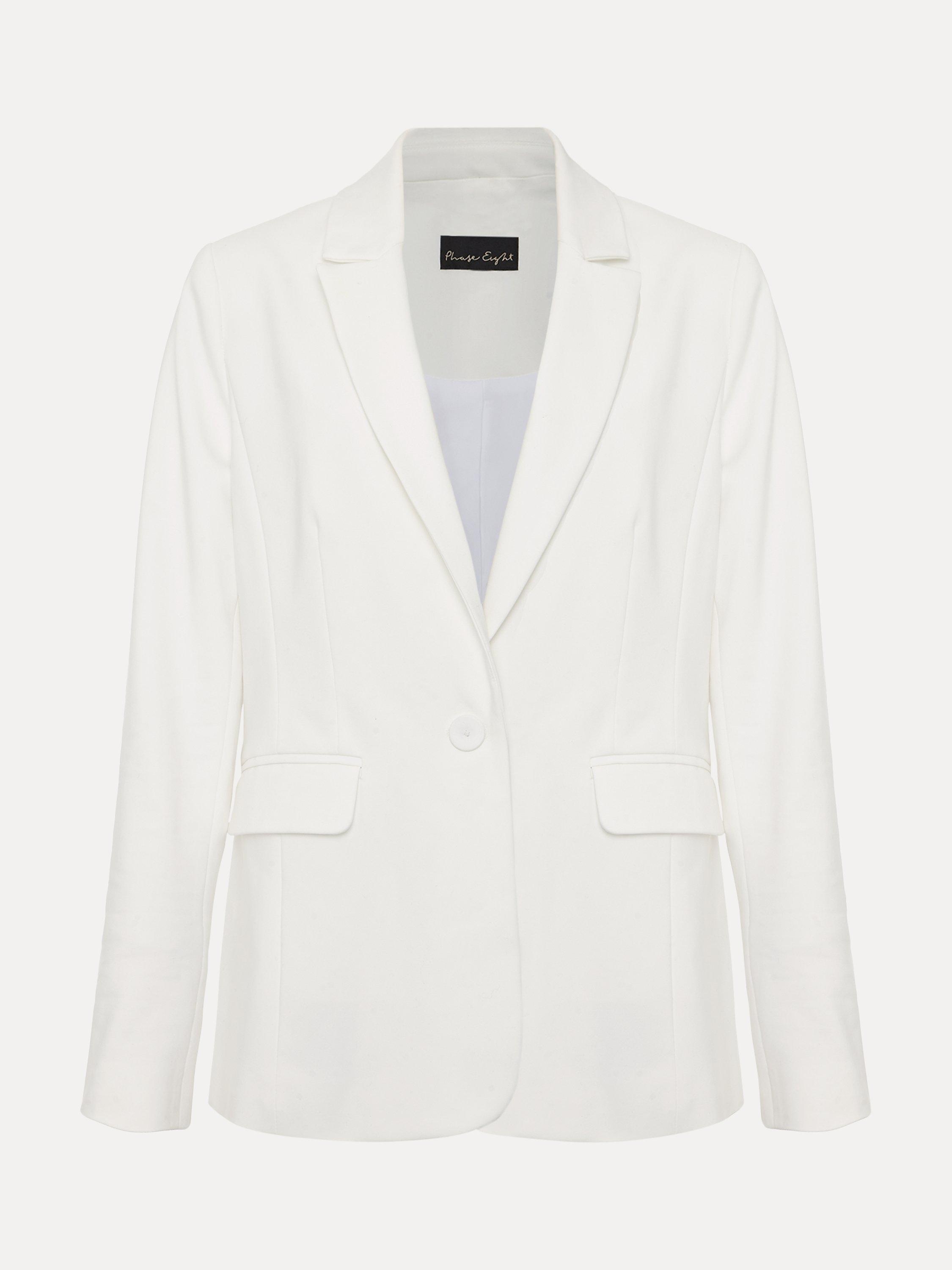 Phase Eight Ulrica Fitted Suit Jacket, White, 6