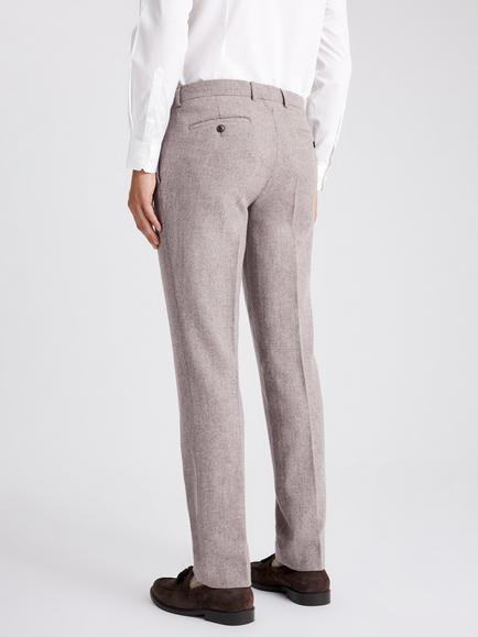 Moss Slim Fit Wool Blend Donegal Tweed Suit Trousers - view 2, Stone