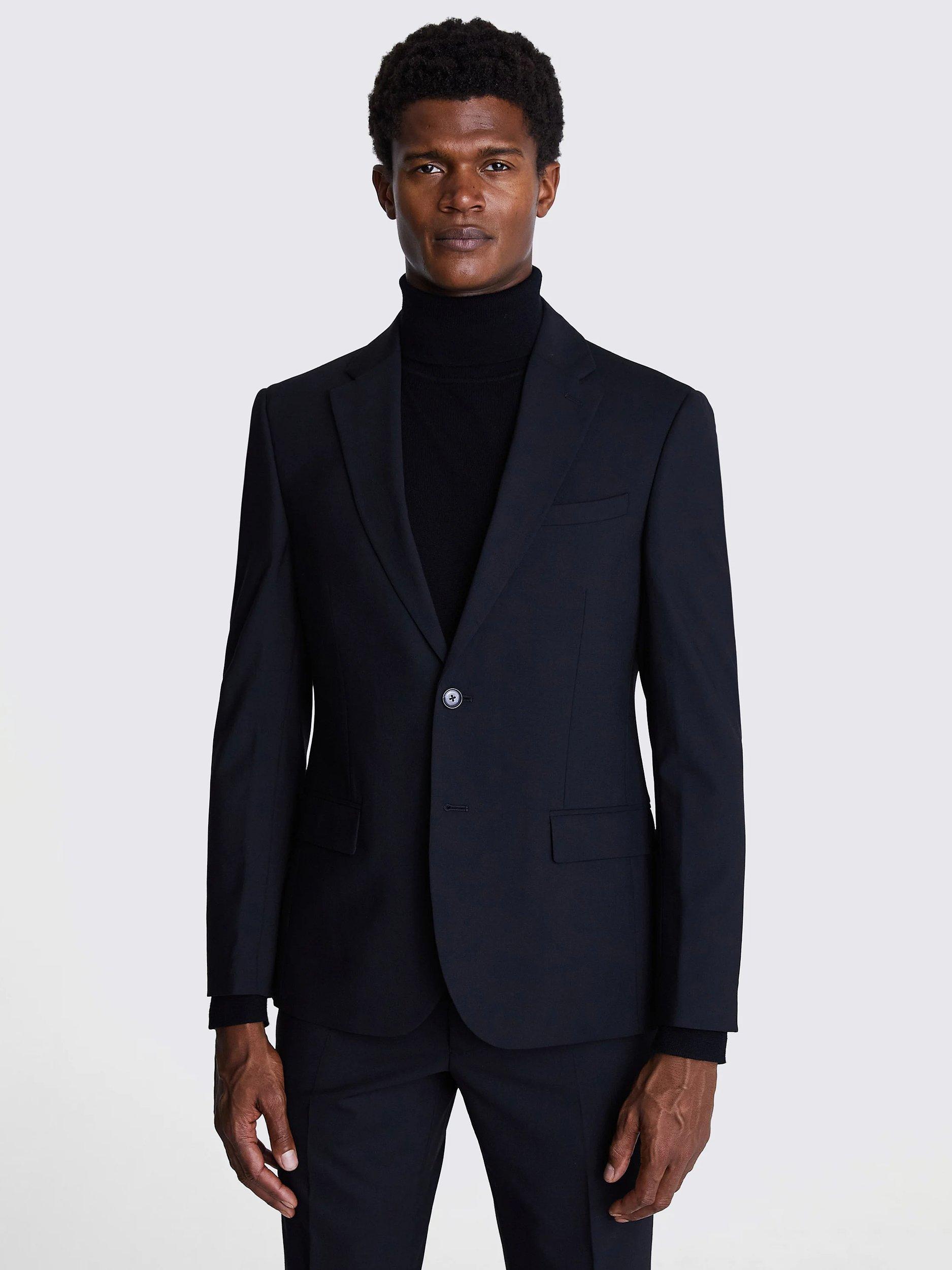 Moss x DKNY Wool Blend Slim Fit Suit Jacket, Black, 48R