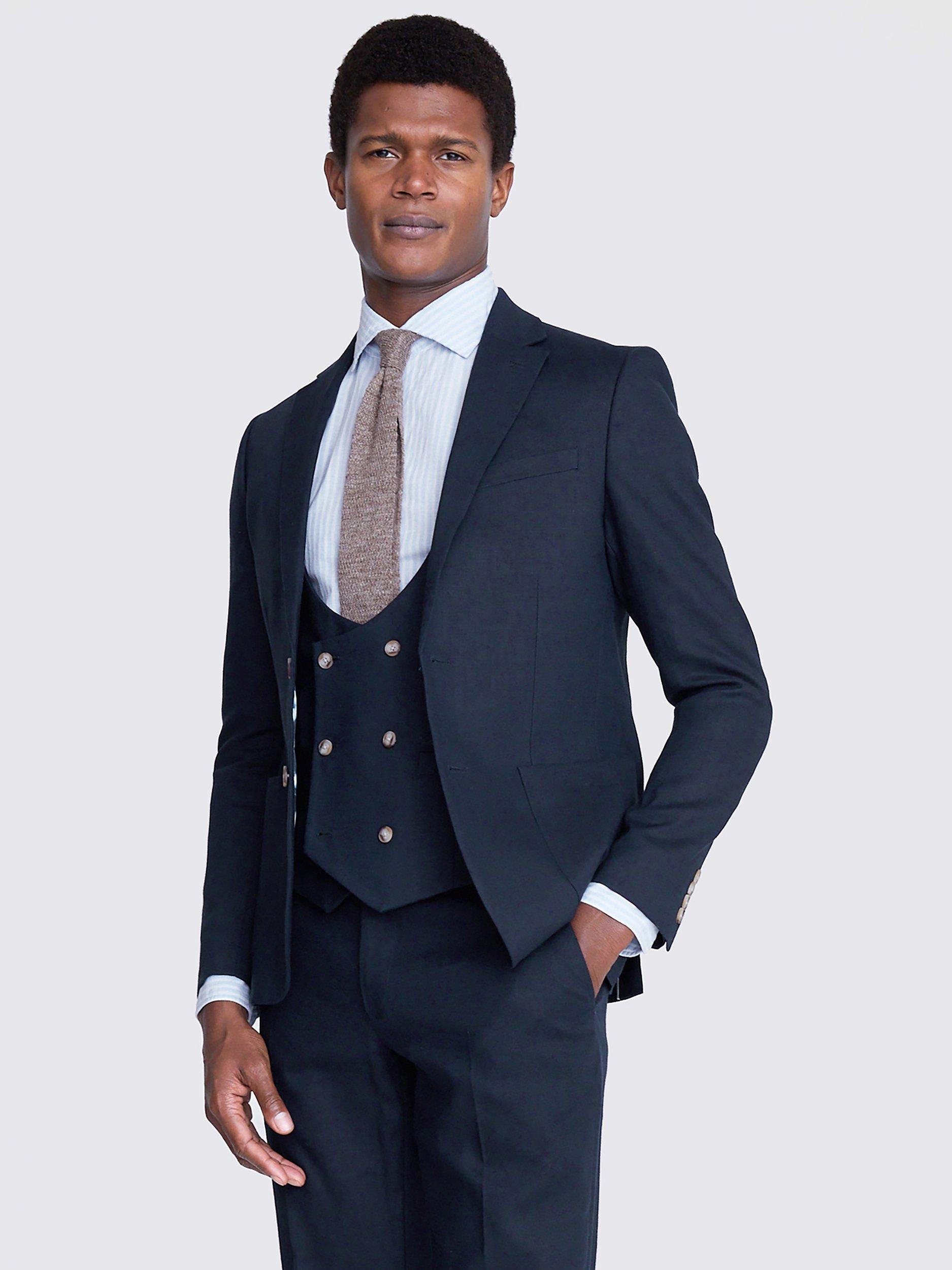 Moss Slim Fit Matte Linen Suit Jacket, Blue