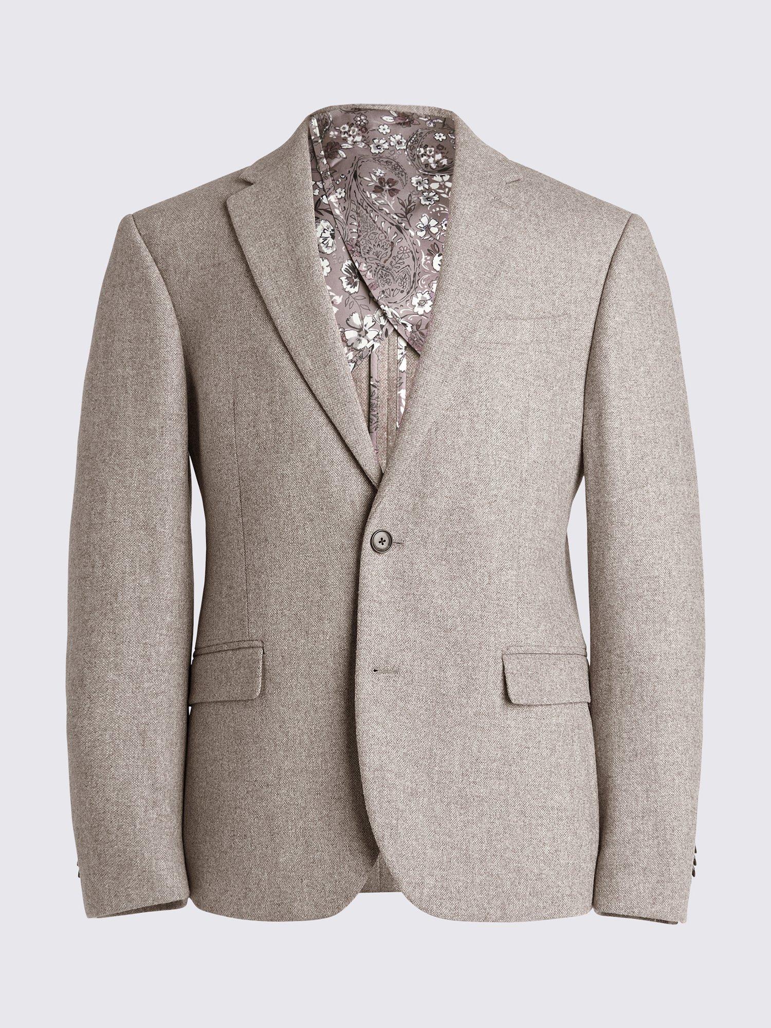 Product image 7 of 7, which shows Moss Slim Fit Donegal Tweed Jacket, Stone, 36R