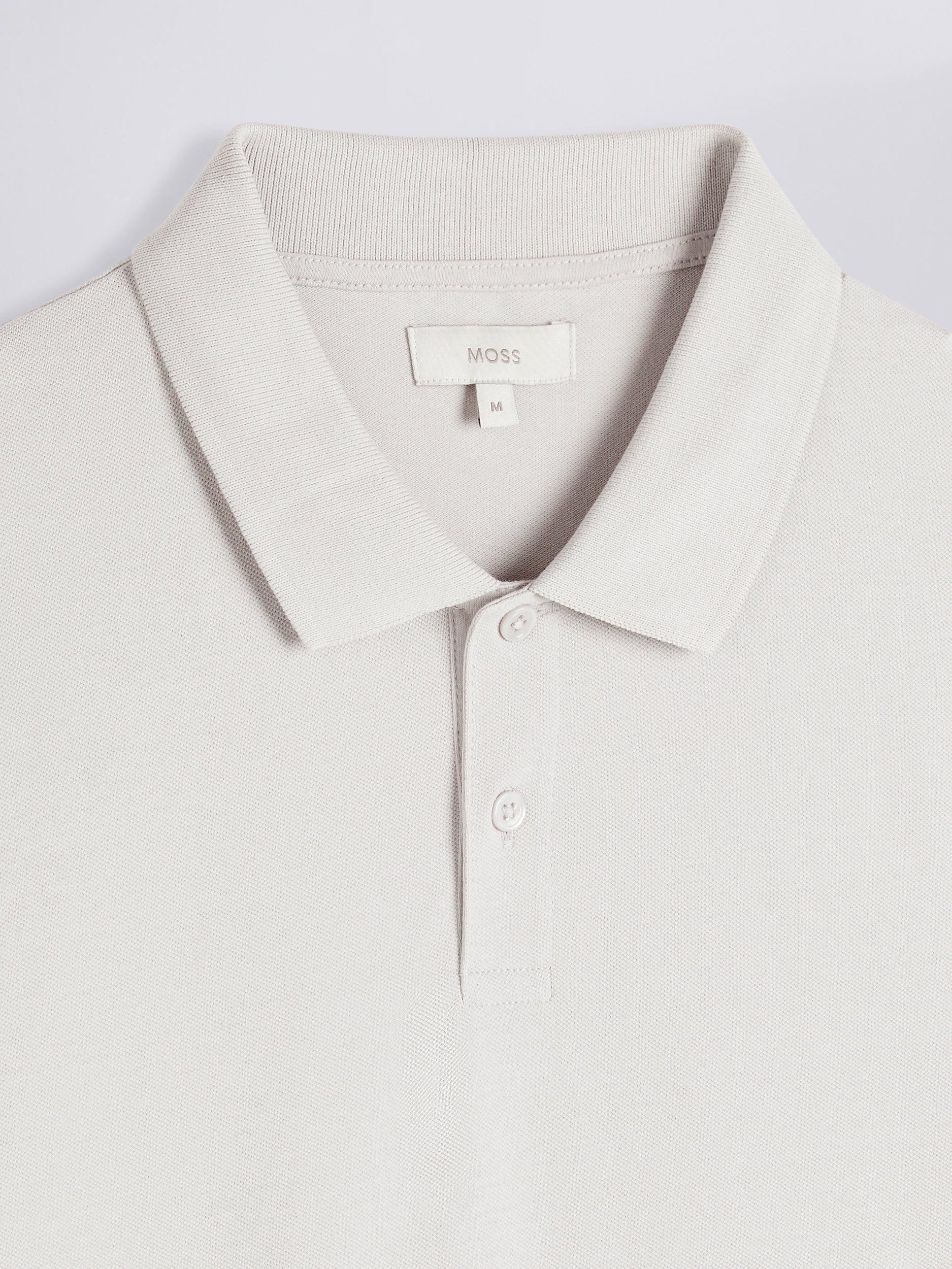 Product image 5 of 5, which shows Moss Pique Short Sleeve Polo Shirt, Ivory, S