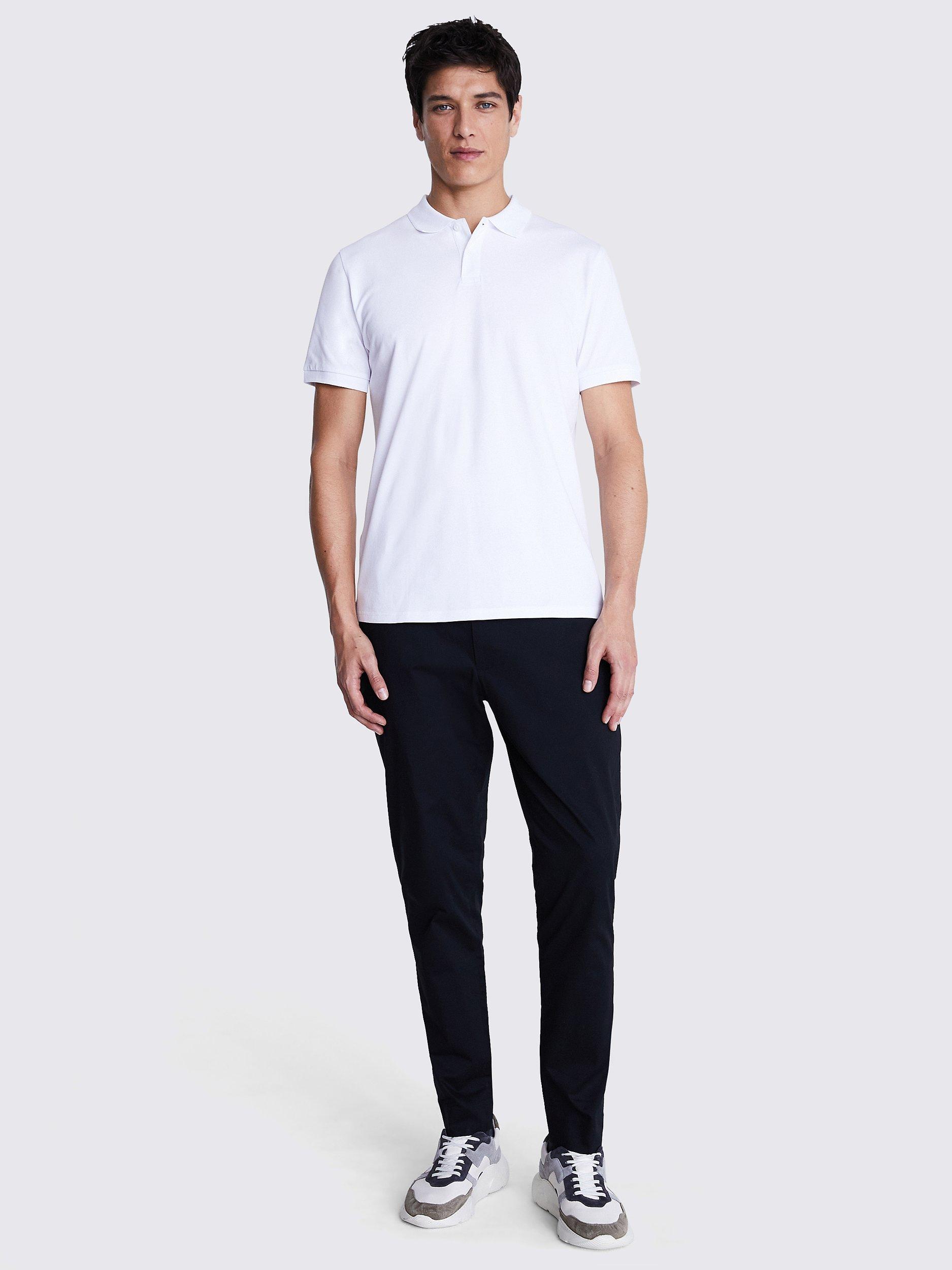 Product image 2 of 6, which shows Moss Pique Short Sleeve Polo Shirt, White, S