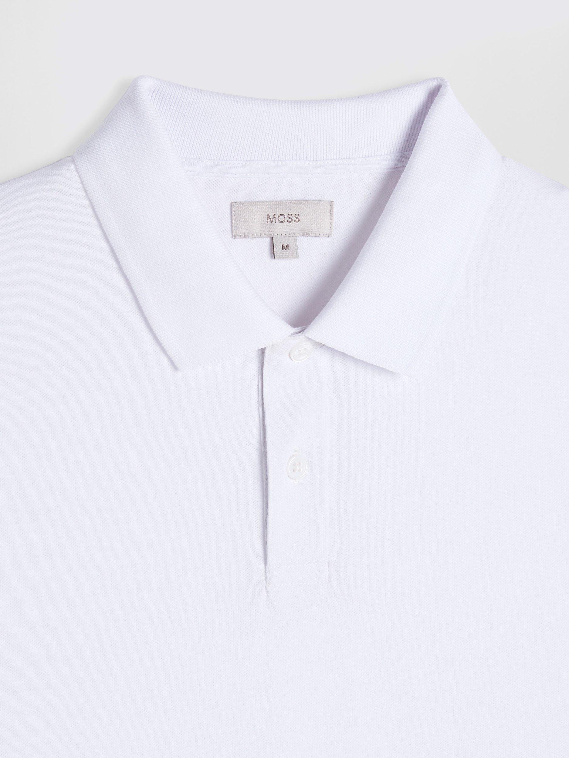 Product image 6 of 6, which shows Moss Pique Short Sleeve Polo Shirt, White, S