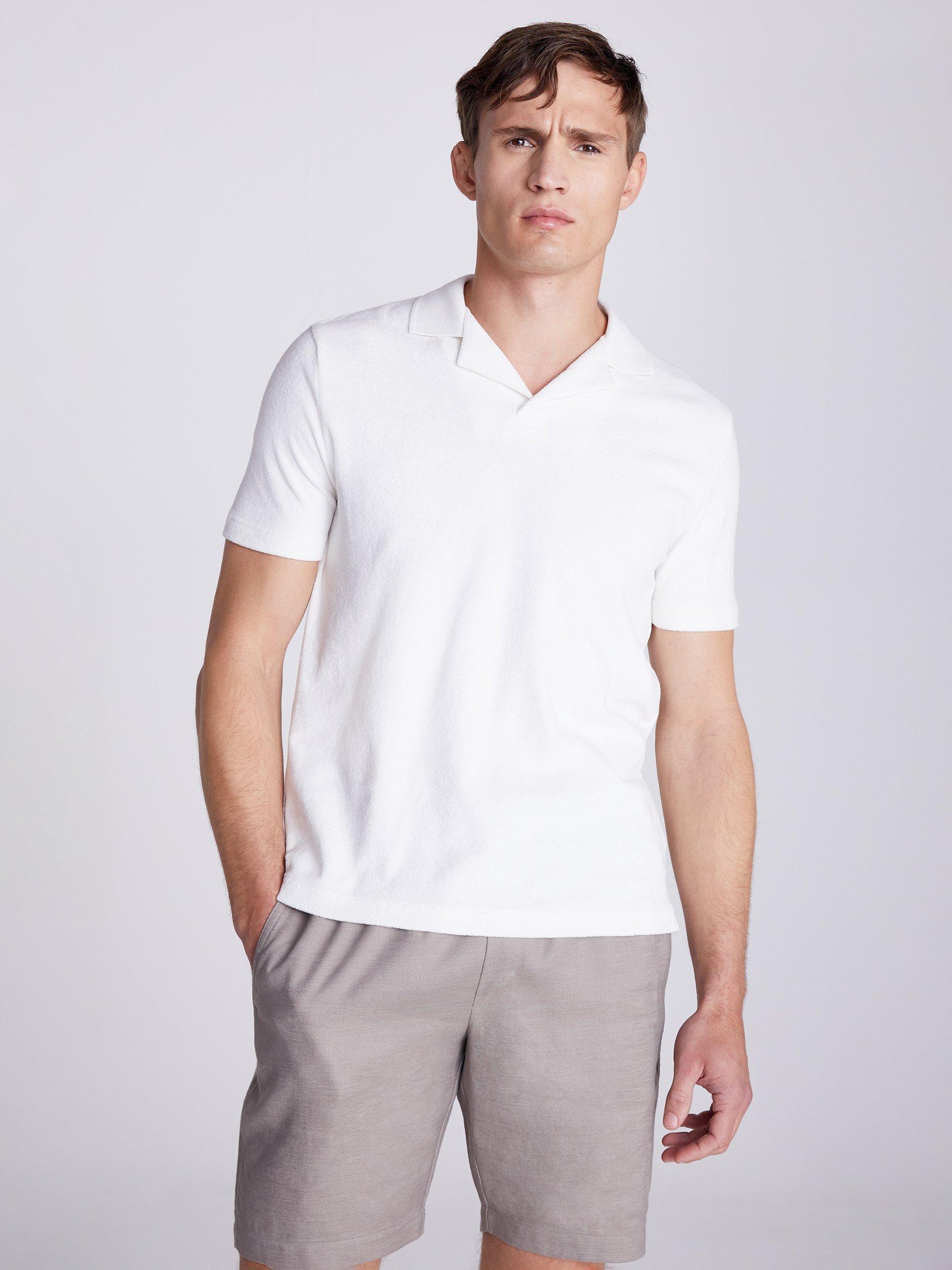 Moss Terry Towelling Polo Shirt, Ecru