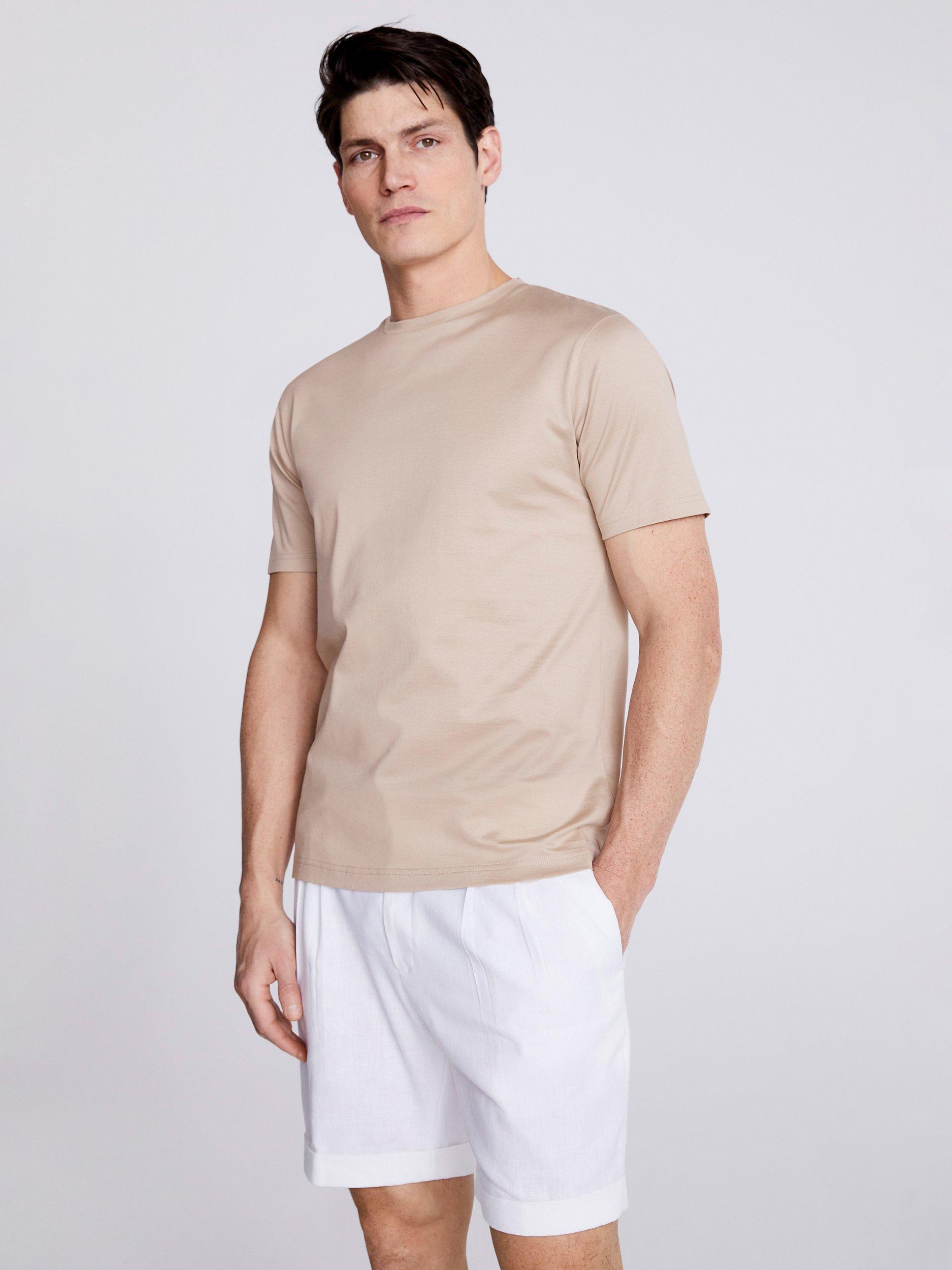 Moss Mercerised Crew Neck T-Shirt, Beige