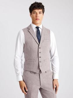 Moss Slim Fit Donegal Waistcoat, Stone