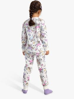 Lindex Kids' Unicorn Print Pyjamas, Light Dusty White - view 2, Light Dusty White