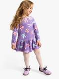 Lindex Kids' Rabbit Print Velour Tunic, Light Dusty Lilac