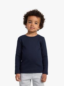 Lindex Kids' Basic Organic Cotton Blend Long Sleeve T-Shirt, Dark Navy, Dark Navy