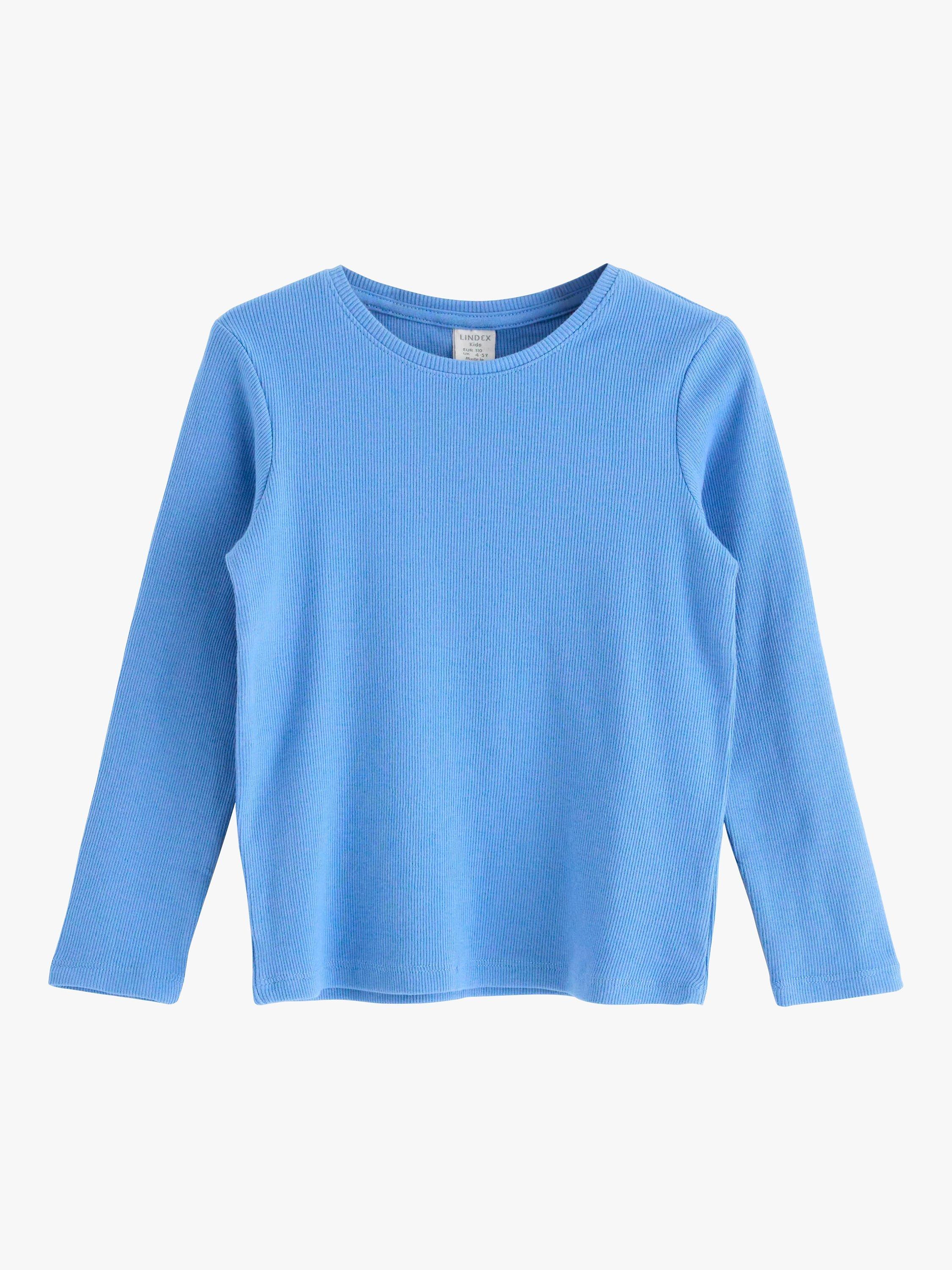 Lindex Kids' Basic Long Sleeve Rib Top, Dusty Blue