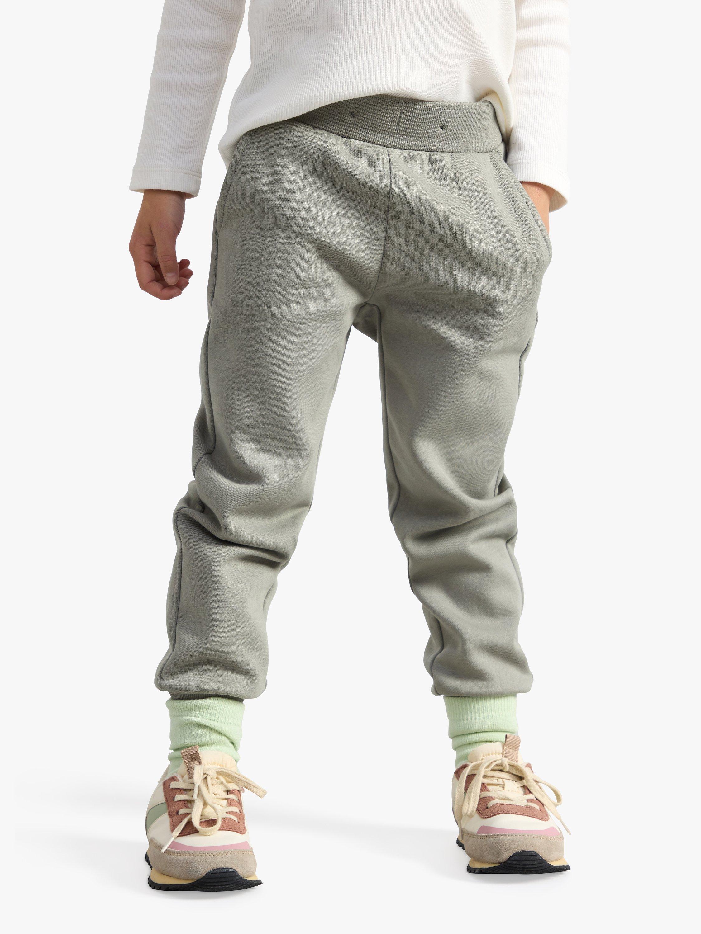 Lindex Kids' Basic Organic Cotton Blend Joggers, Dusty Green