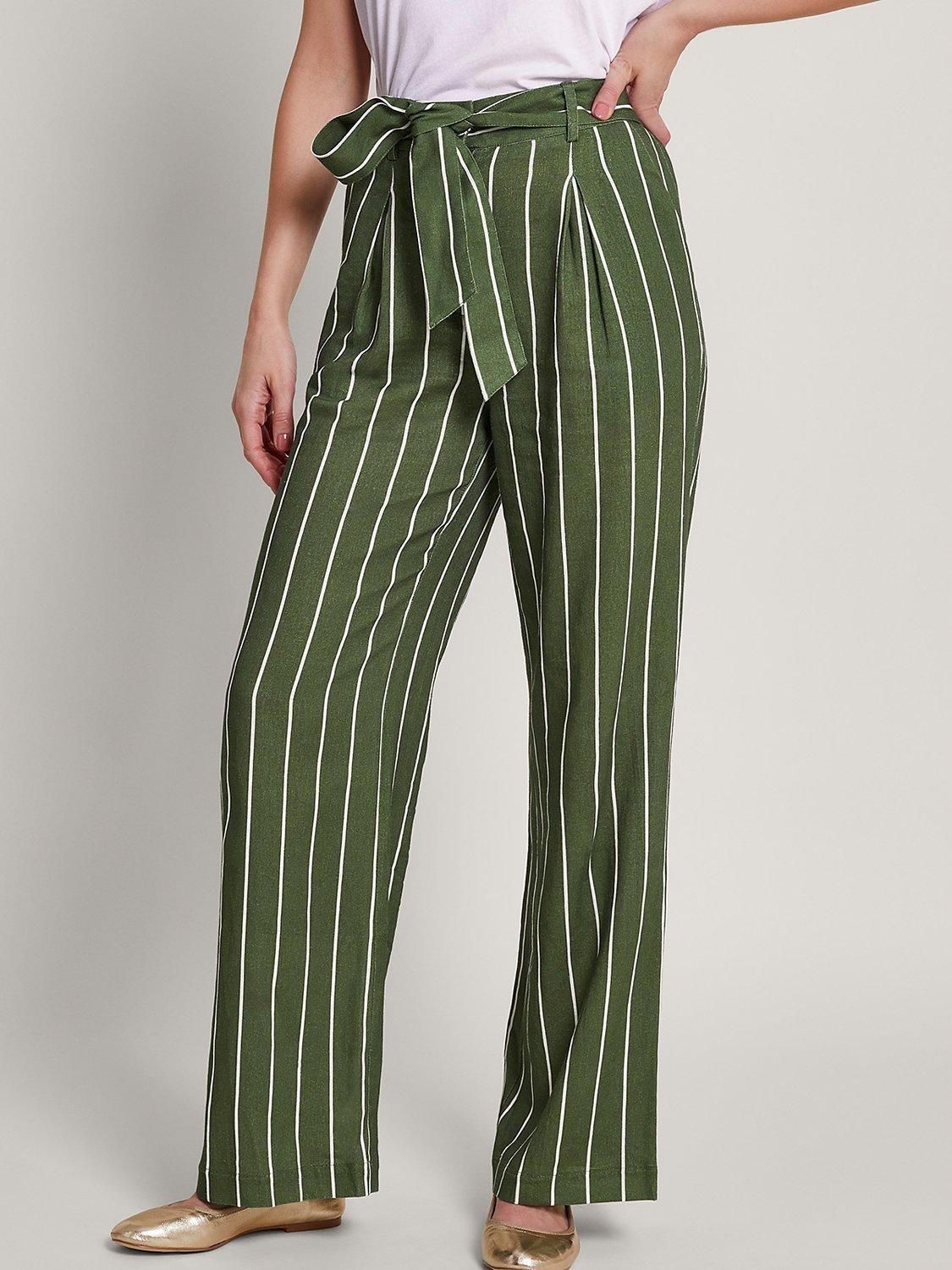 Monsoon Susan Linen Trousers, Khaki