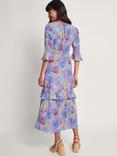 Monsoon Micola Ditsy Tea Midi Dress, Blue/Multi