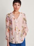 Monsoon Jaquetta Floral Blouse, Blush